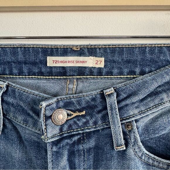 Levi's 721 High Rise Skinny Jeans Blue Denim Womens Size 27 - Picture 5 of 9